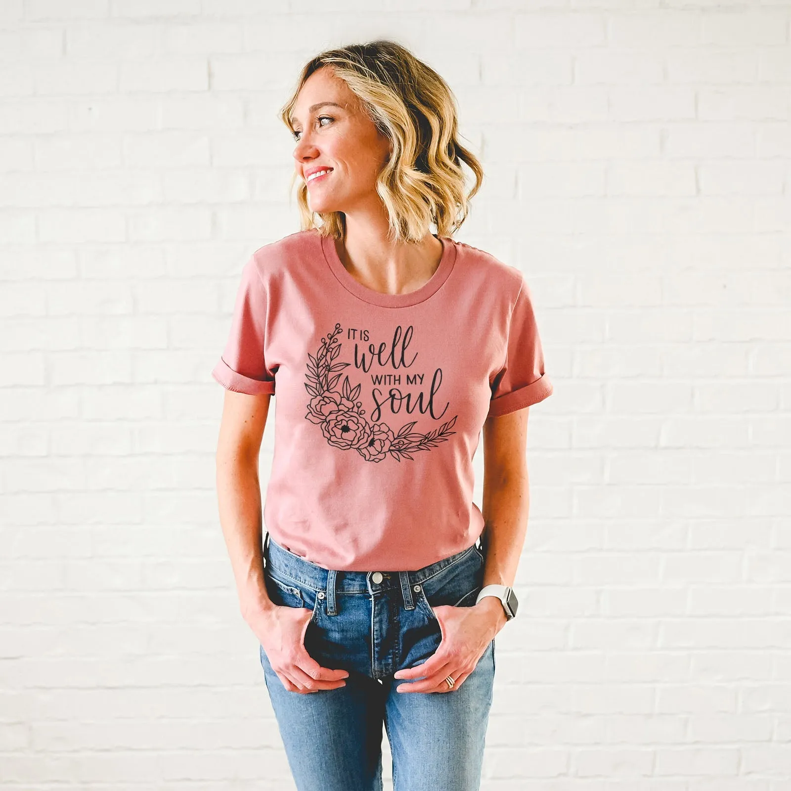 It Is Well With My Soul Wreath Tee Shirts For Women - Christian Shirts for Women - Religious Tee Shirts