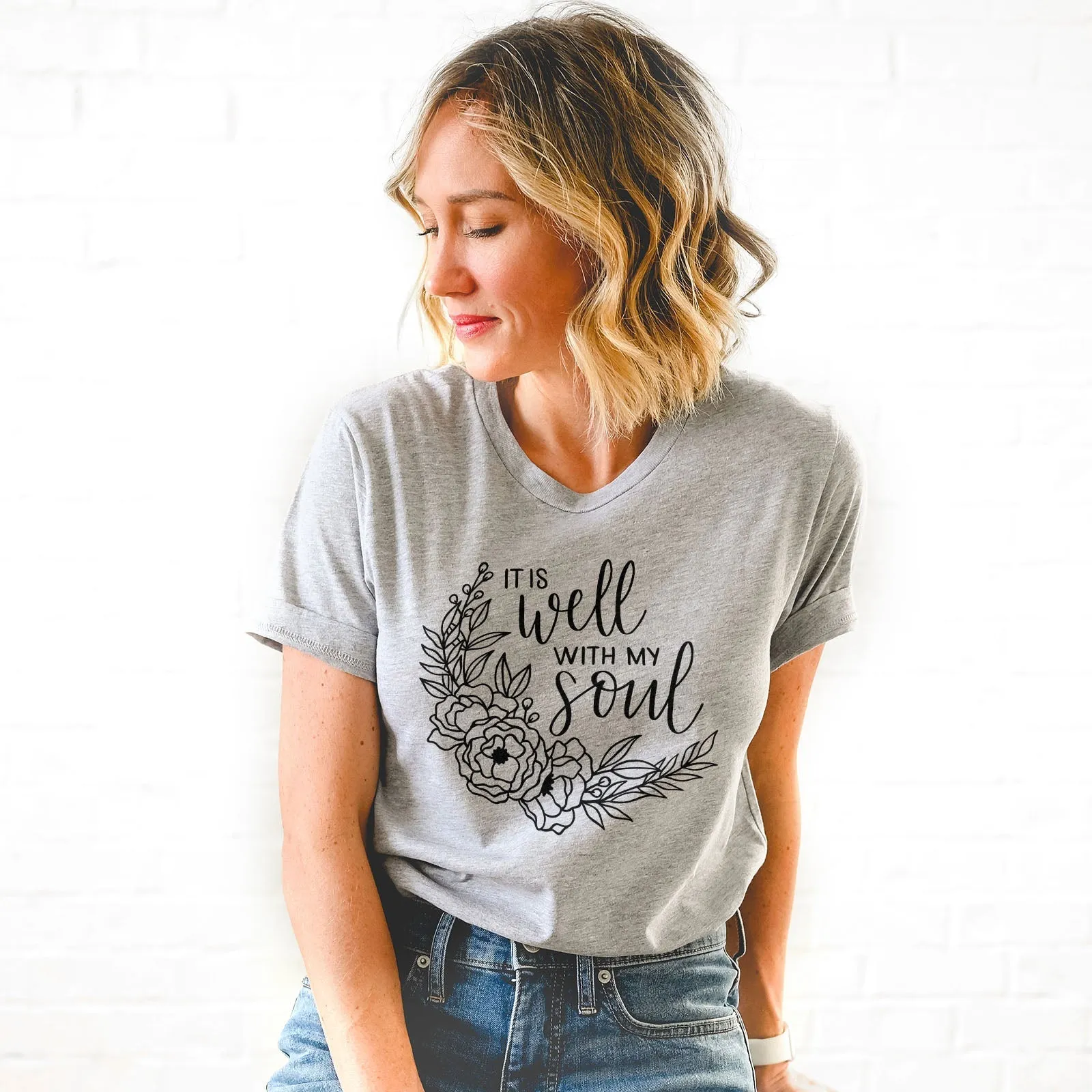 It Is Well With My Soul Wreath Tee Shirts For Women - Christian Shirts for Women - Religious Tee Shirts