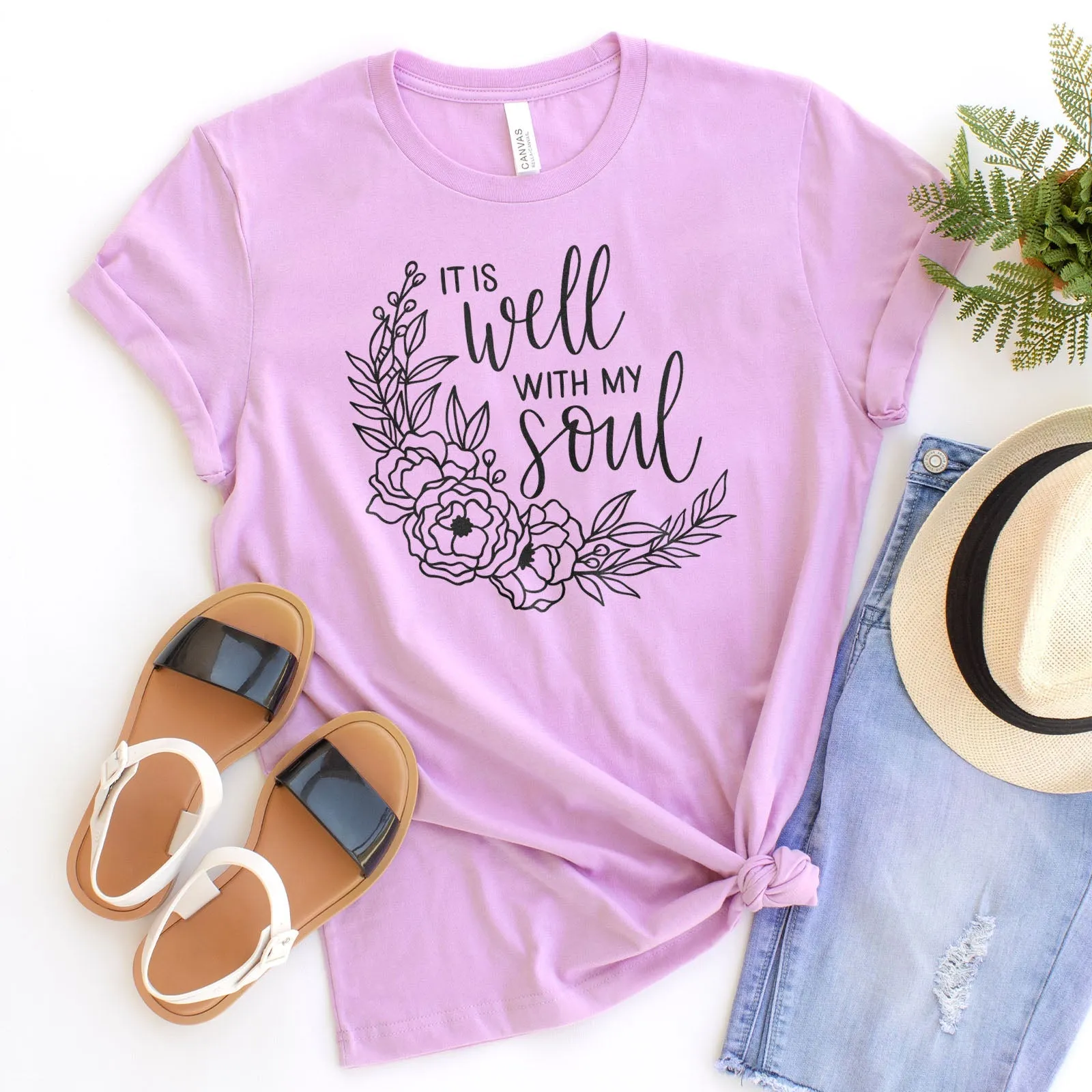 It Is Well With My Soul Wreath Tee Shirts For Women - Christian Shirts for Women - Religious Tee Shirts