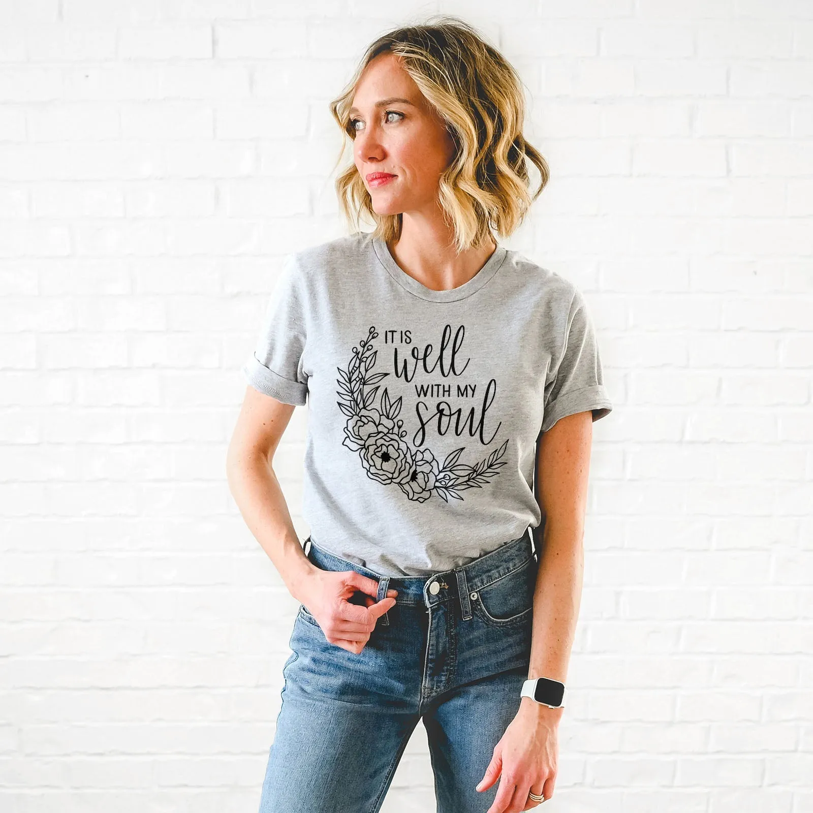 It Is Well With My Soul Wreath Tee Shirts For Women - Christian Shirts for Women - Religious Tee Shirts