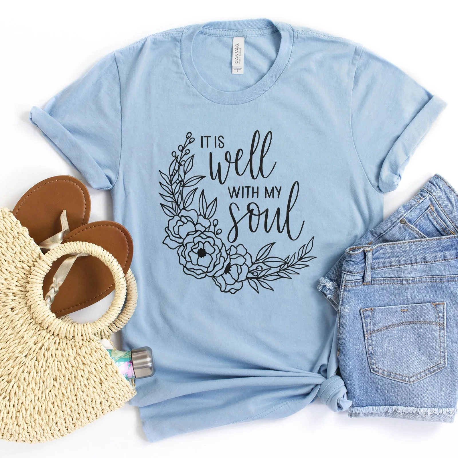 It Is Well With My Soul Wreath Tee Shirts For Women - Christian Shirts for Women - Religious Tee Shirts