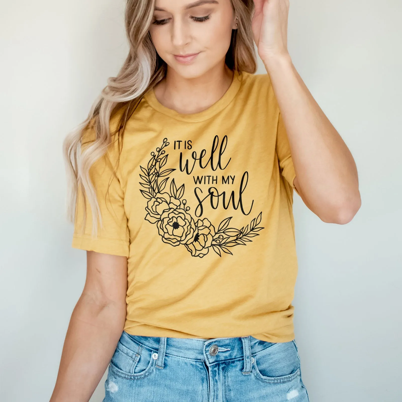 It Is Well With My Soul Wreath Tee Shirts For Women - Christian Shirts for Women - Religious Tee Shirts