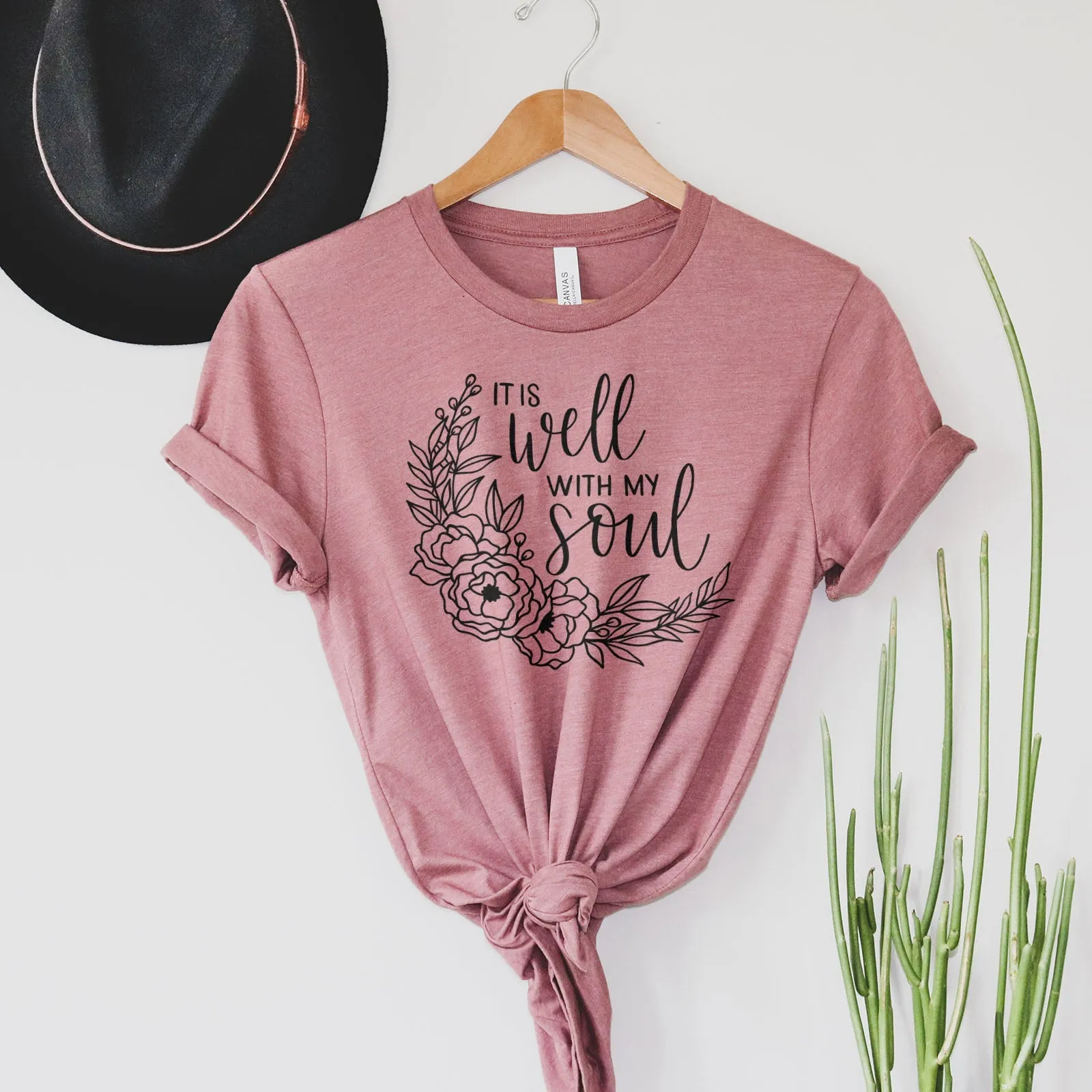 It Is Well With My Soul Wreath Tee Shirts For Women - Christian Shirts for Women - Religious Tee Shirts