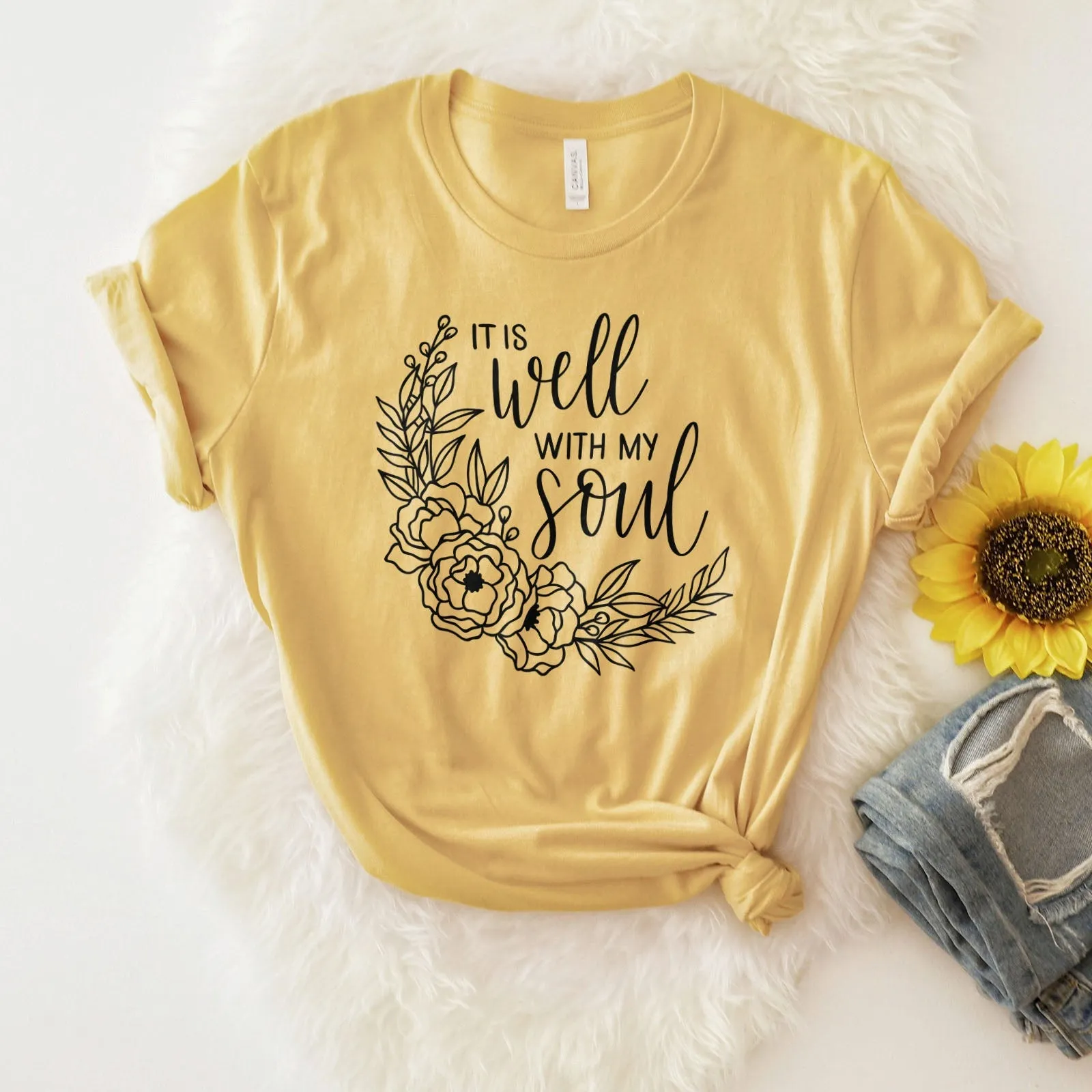 It Is Well With My Soul Wreath Tee Shirts For Women - Christian Shirts for Women - Religious Tee Shirts