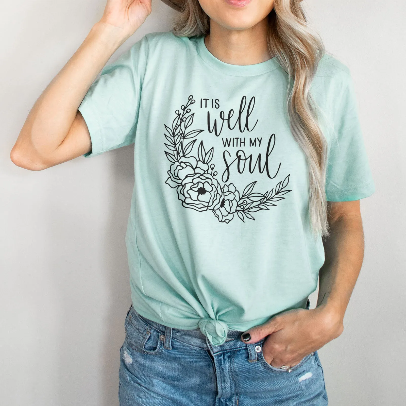 It Is Well With My Soul Wreath Tee Shirts For Women - Christian Shirts for Women - Religious Tee Shirts