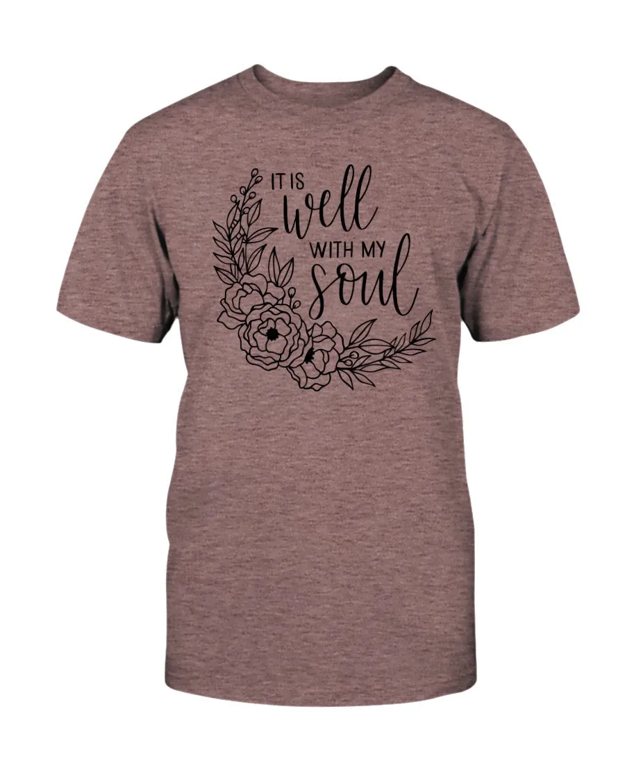 It Is Well With My Soul Wreath Tee Shirts For Women - Christian Shirts for Women - Religious Tee Shirts