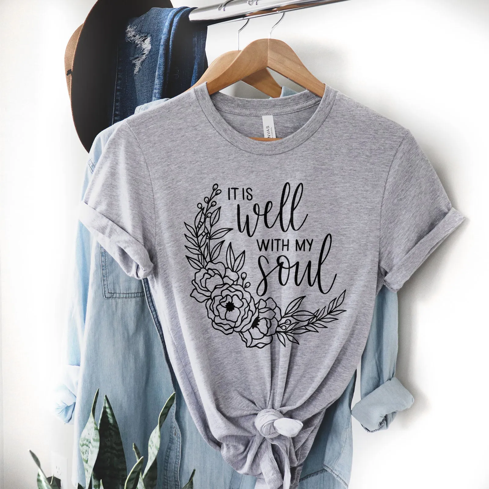 It Is Well With My Soul Wreath Tee Shirts For Women - Christian Shirts for Women - Religious Tee Shirts