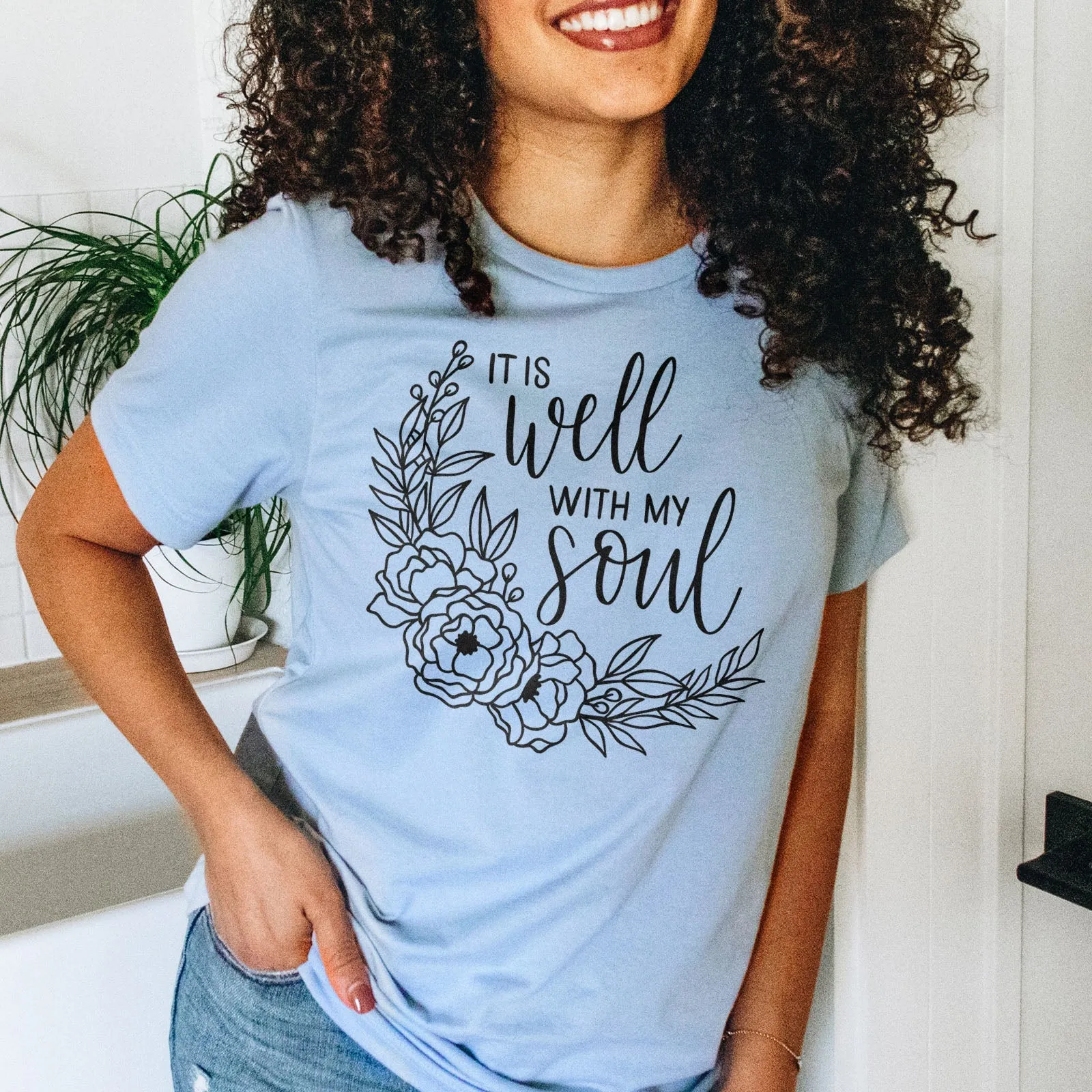 It Is Well With My Soul Wreath Tee Shirts For Women - Christian Shirts for Women - Religious Tee Shirts