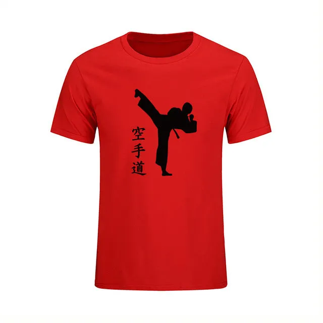 KARATE Martial New Fashion Mens T-shirts Summer Casual Short Sleeve Cotton T Shirts KICK Cool Print Clothing