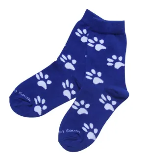 Kids Blue Wildcat Paw Socks