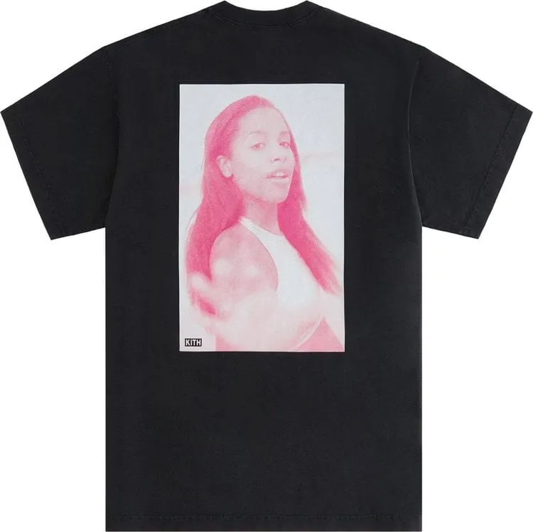 Kith Women For Aaliyah Classic Logo Vintage Tee 'Black', Black