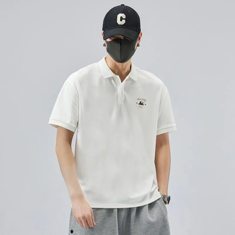 Lapel Simplicity Pure Cotton Chic Short Sleeve Polo Shirt