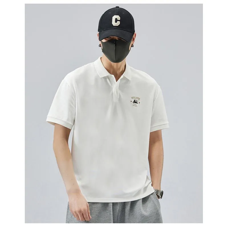 Lapel Simplicity Pure Cotton Chic Short Sleeve Polo Shirt