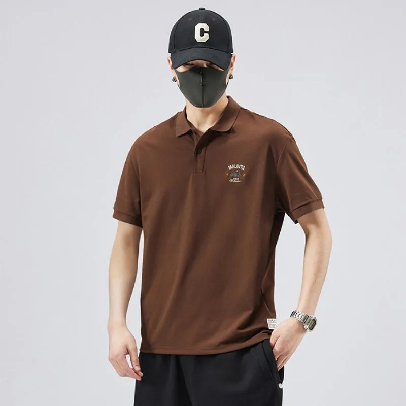 Lapel Simplicity Pure Cotton Chic Short Sleeve Polo Shirt