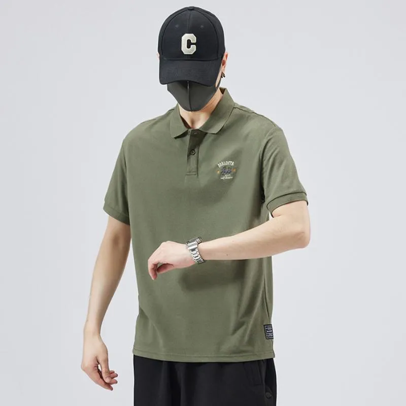 Lapel Simplicity Pure Cotton Chic Short Sleeve Polo Shirt