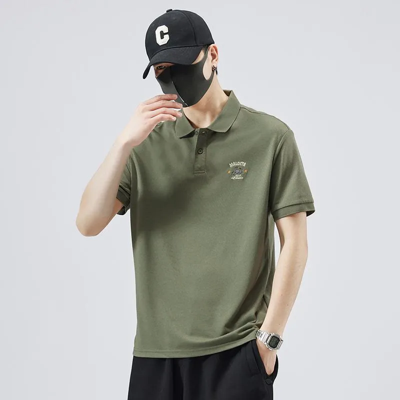 Lapel Simplicity Pure Cotton Chic Short Sleeve Polo Shirt