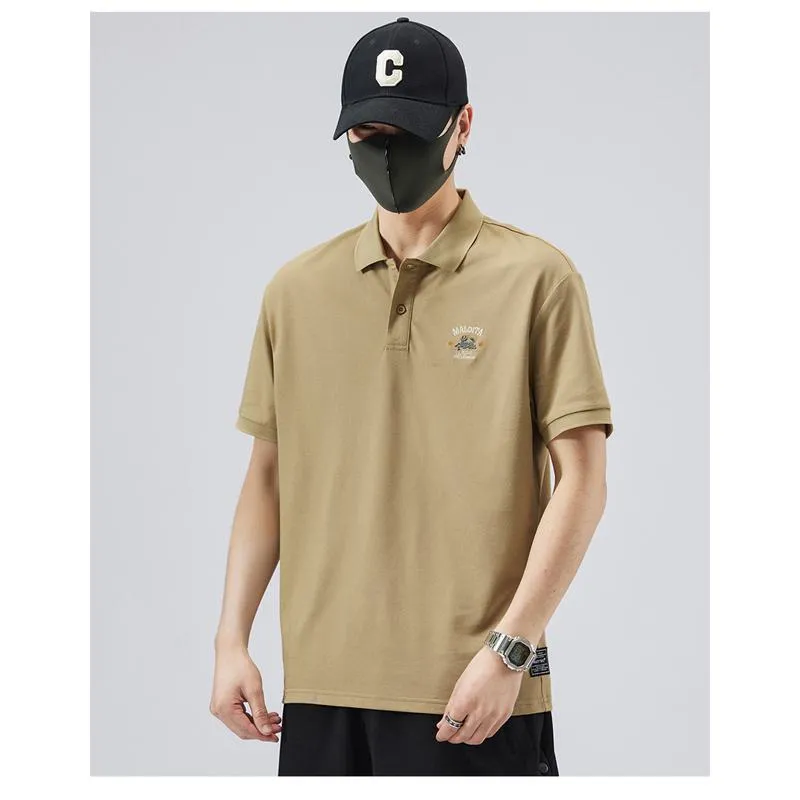 Lapel Simplicity Pure Cotton Chic Short Sleeve Polo Shirt