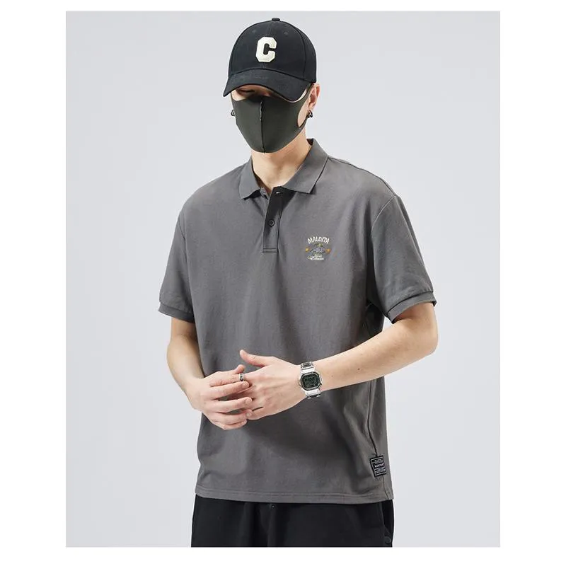 Lapel Simplicity Pure Cotton Chic Short Sleeve Polo Shirt