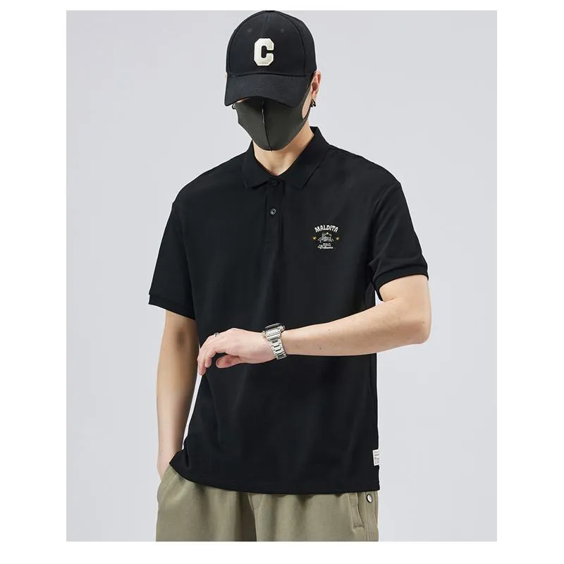 Lapel Simplicity Pure Cotton Chic Short Sleeve Polo Shirt