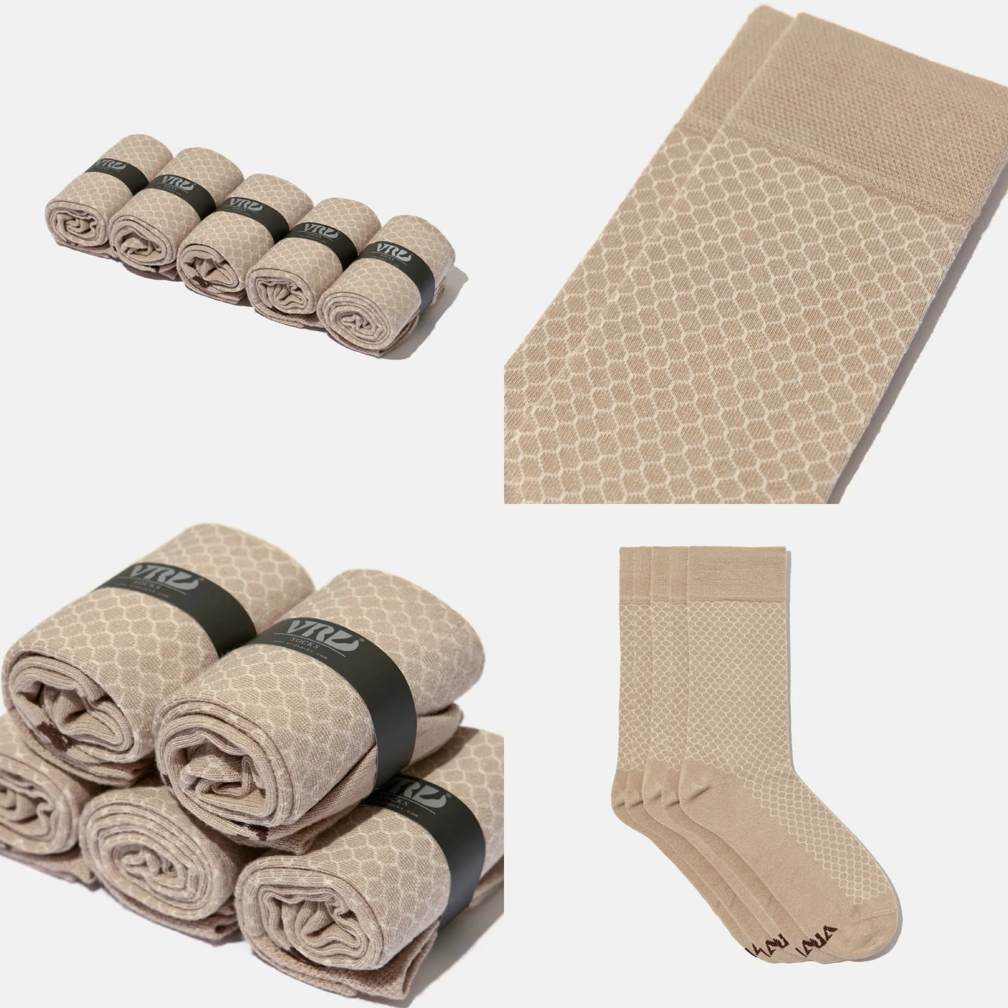 Men's Bamboo Dress Socks • All Honeycomb Design • Pack of 1/3/5 Pairs