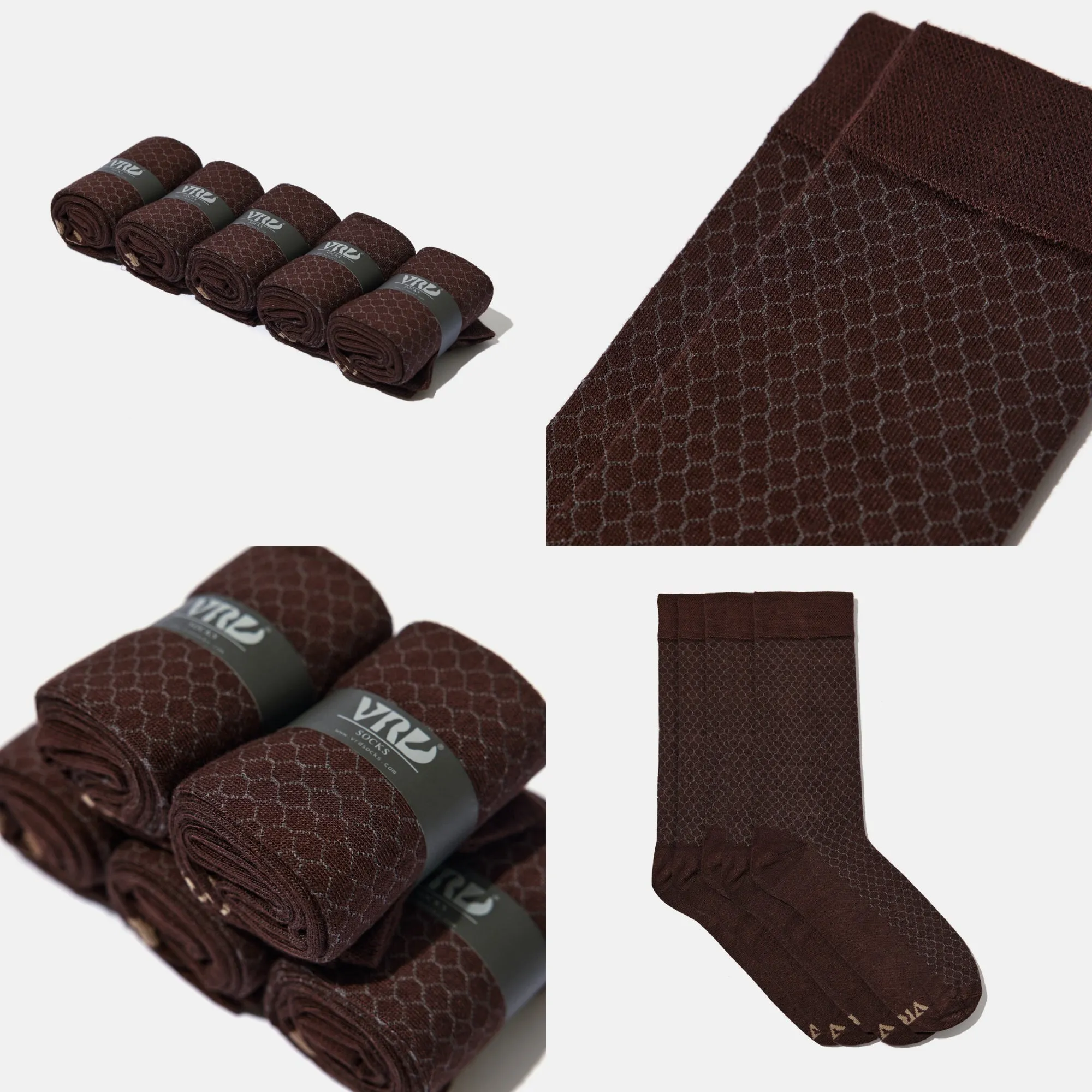 Men's Bamboo Dress Socks • All Honeycomb Design • Pack of 1/3/5 Pairs