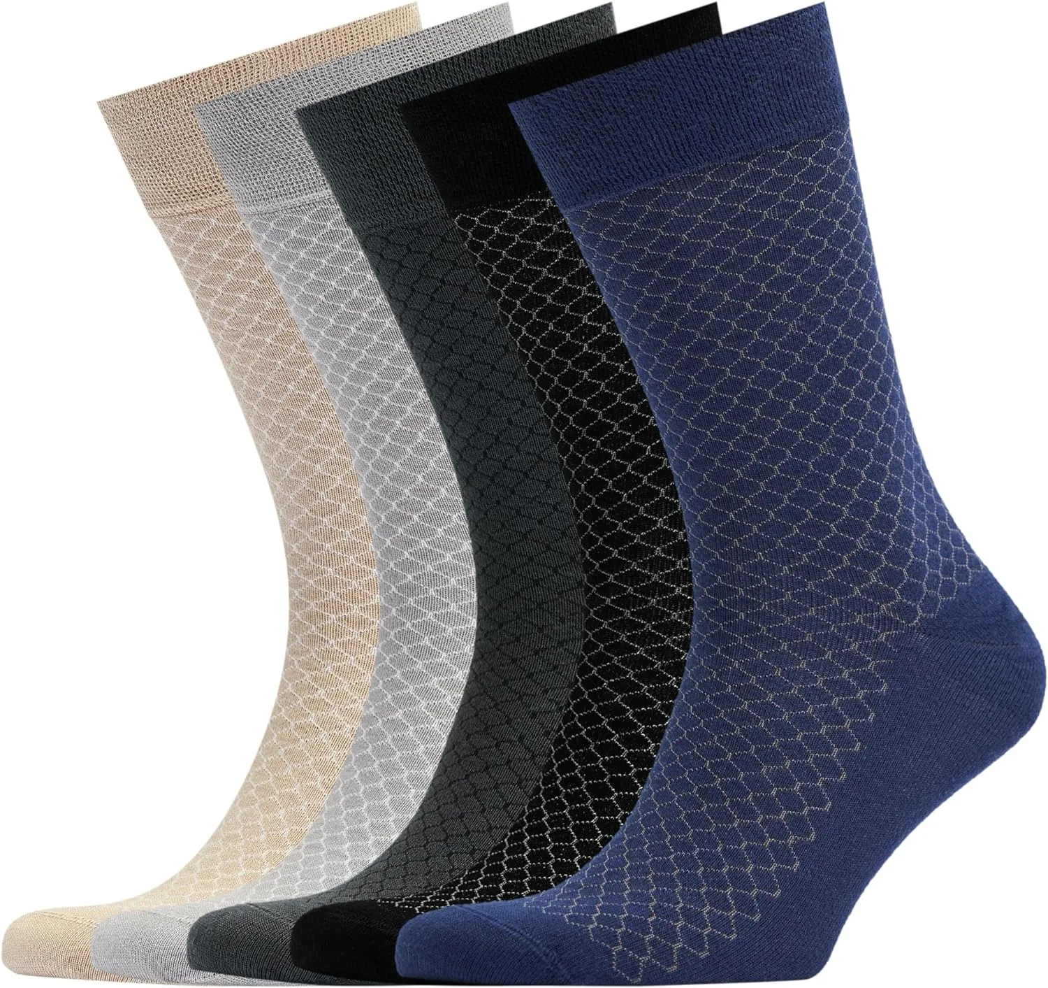 Men's Bamboo Dress Socks • Assorted Honeycomb Pack of 5 Pairs • Mix-1