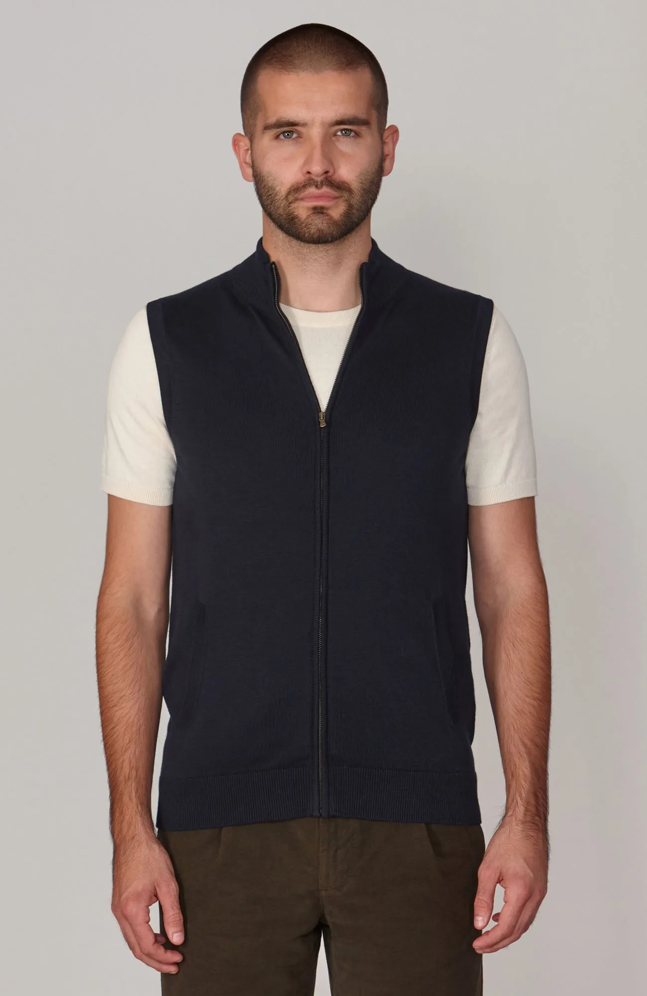 Mens Lightweight Cotton Zip Through Gilet