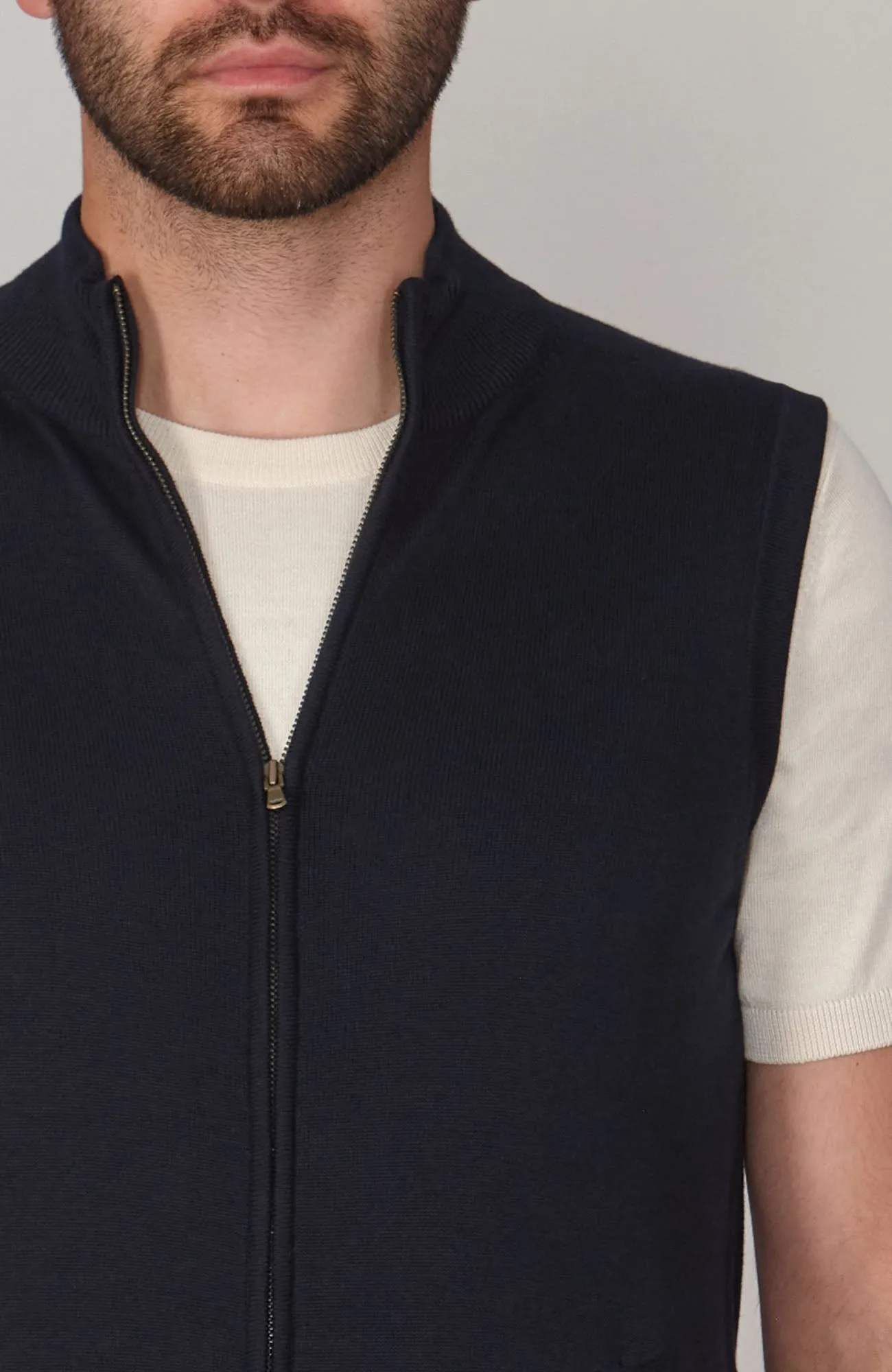 Mens Lightweight Cotton Zip Through Gilet