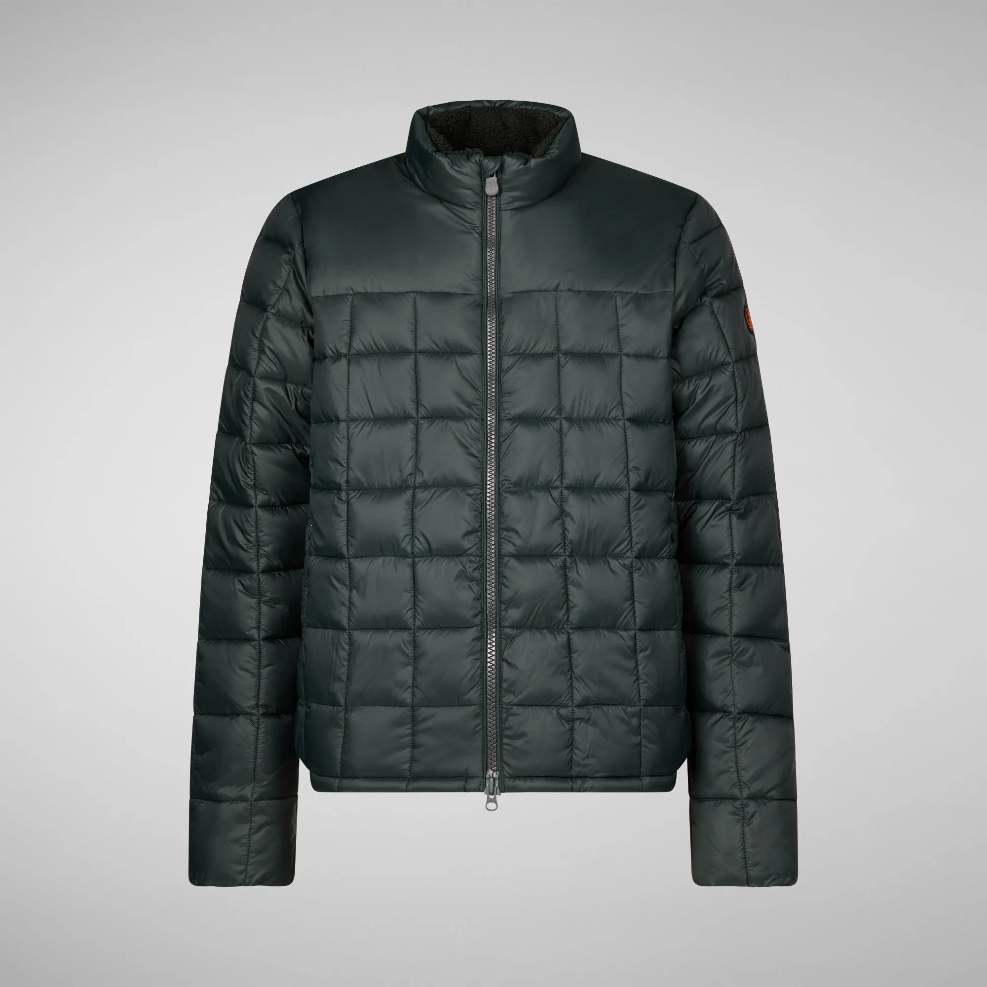 Men's Stalis Puffer Jacket with Faux Fur Lining in Green Black