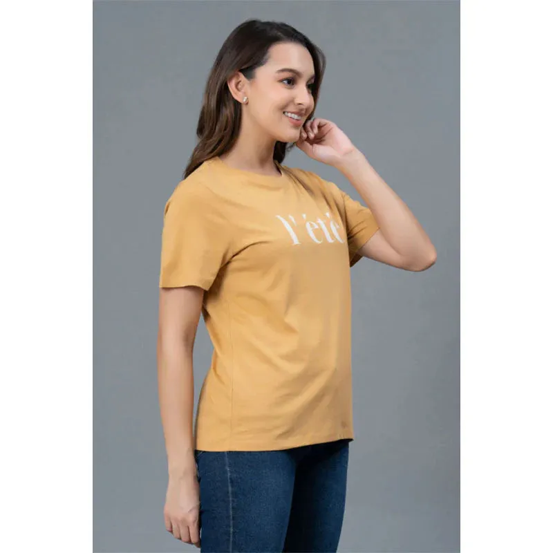 Mode by RedTape Casual Cotton T-Shirt for Women | Comfortable Round Neck Graphic Print T-Shirt