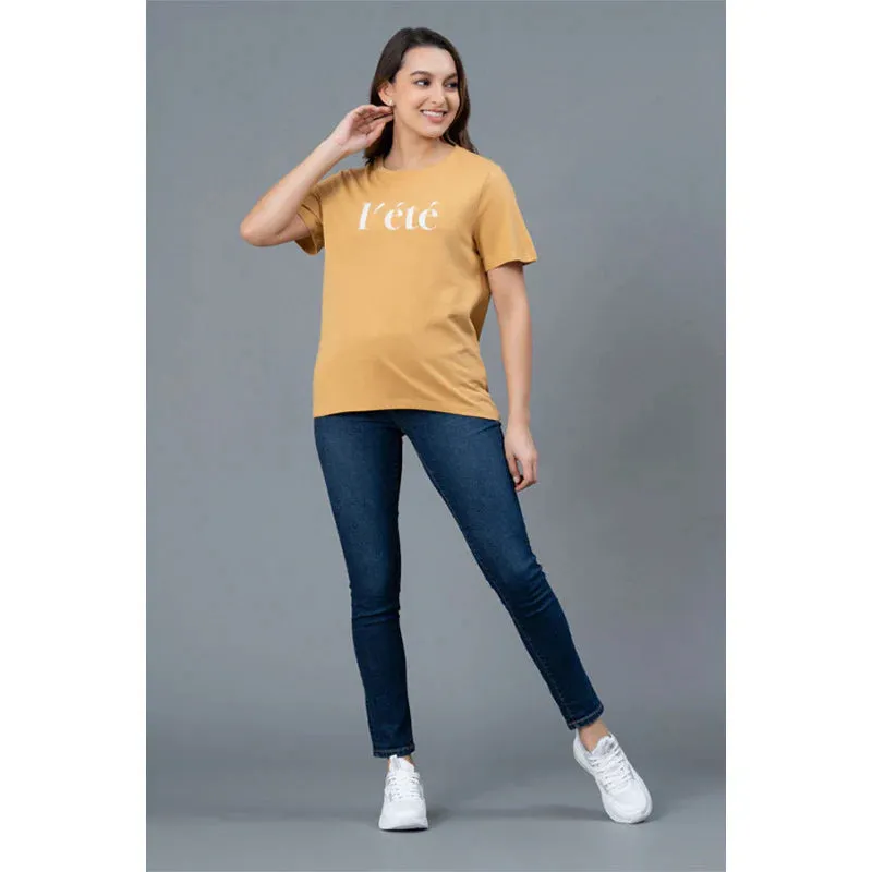 Mode by RedTape Casual Cotton T-Shirt for Women | Comfortable Round Neck Graphic Print T-Shirt