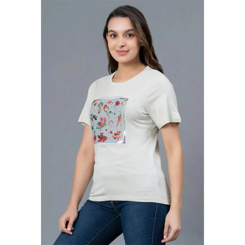 Mode by RedTape Casual Cotton T-Shirt for Women | Round Neck Casual Graphic Print T-Shirt