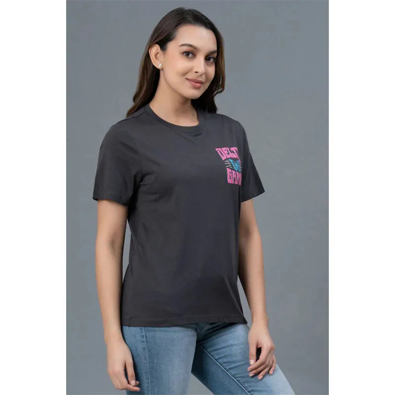 Mode by RedTape Half Sleeves Casual T-Shirt for Women | Casual Graphic Print Round Neck T-Shirt