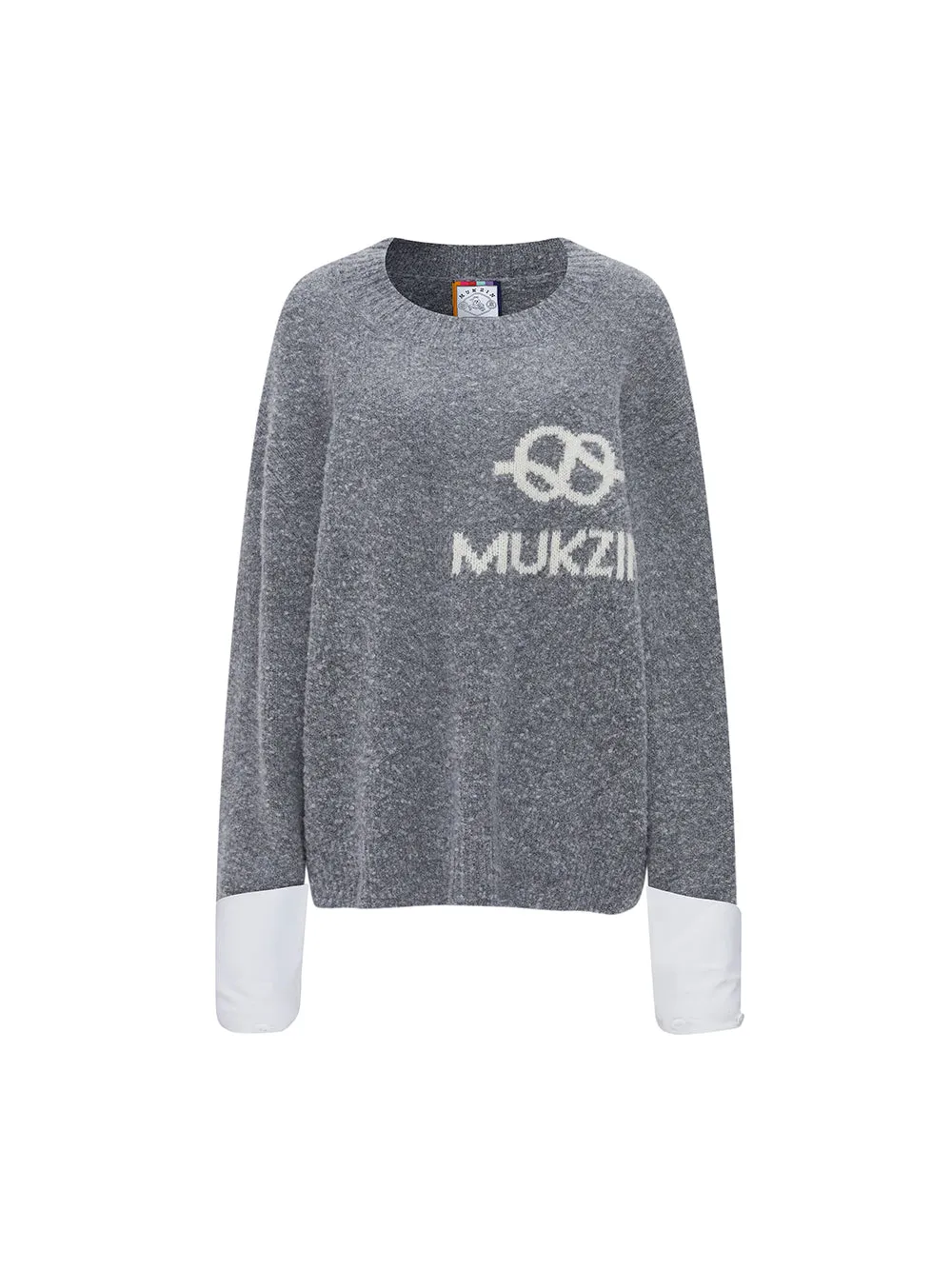 MUKZIN Linglong "Bafang Linglong" detachable Cuffs Crew Neck White Wool Top