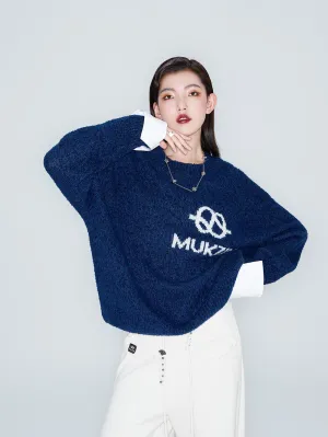 MUKZIN Linglong "Bafang Linglong" detachable Cuffs Crew Neck White Wool Top