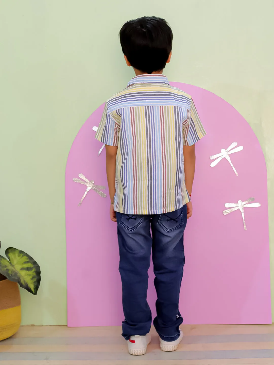 Multi Color Striped Boys Shirt