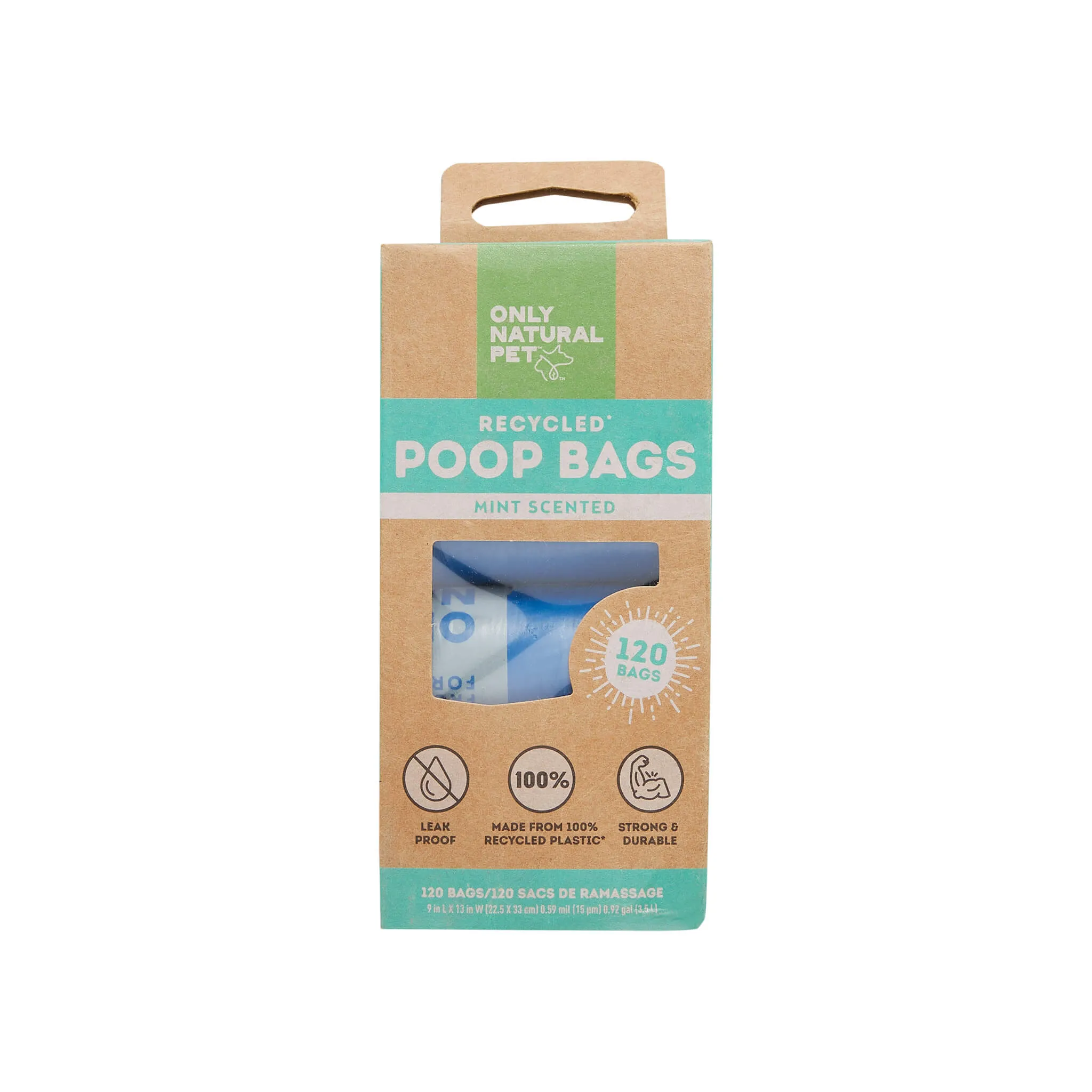 Only Natural Pet Post-Consumer Recycled Plastic Mint Scented Poop Bags for Dogs