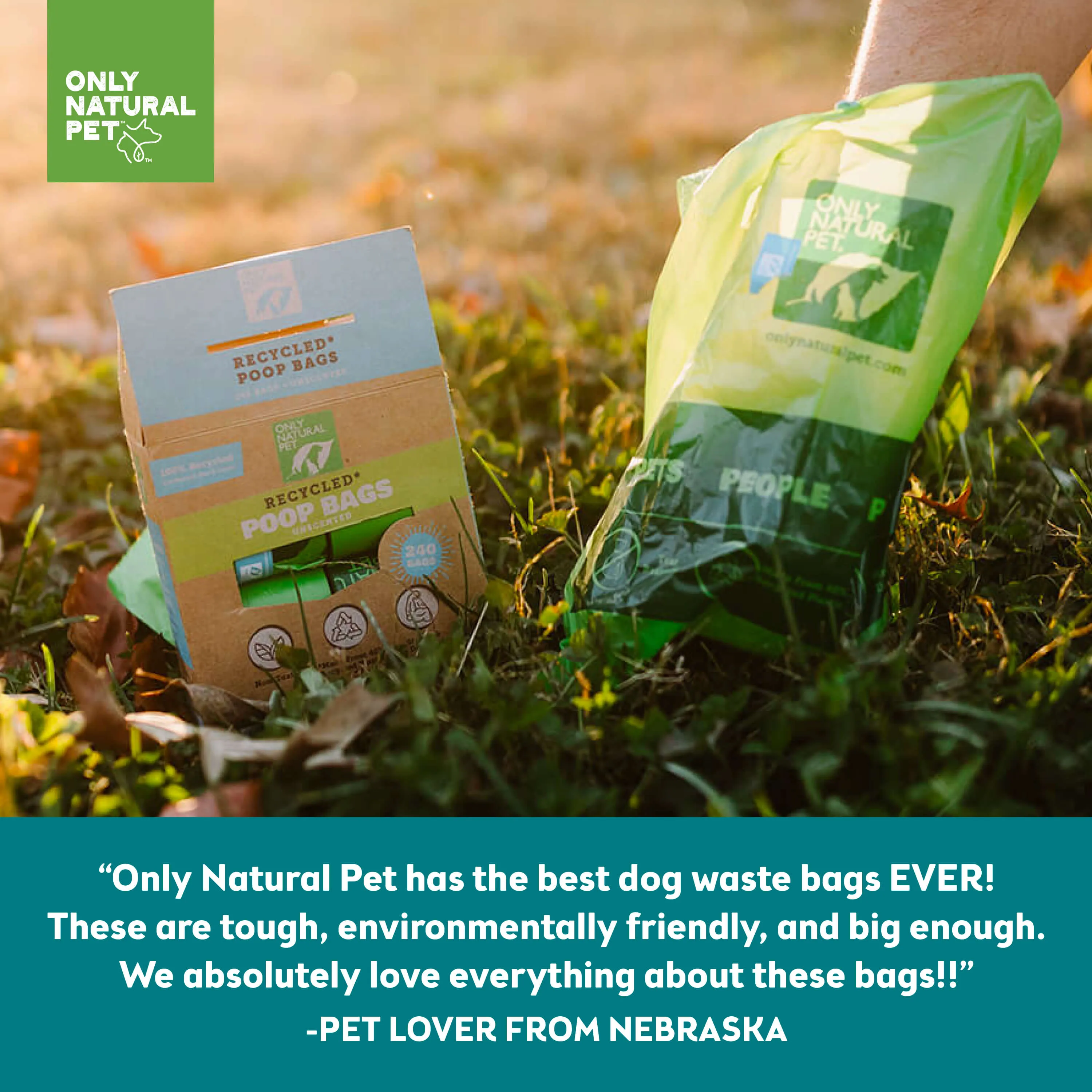 Only Natural Pet Post-Consumer Recycled Plastic Mint Scented Poop Bags for Dogs