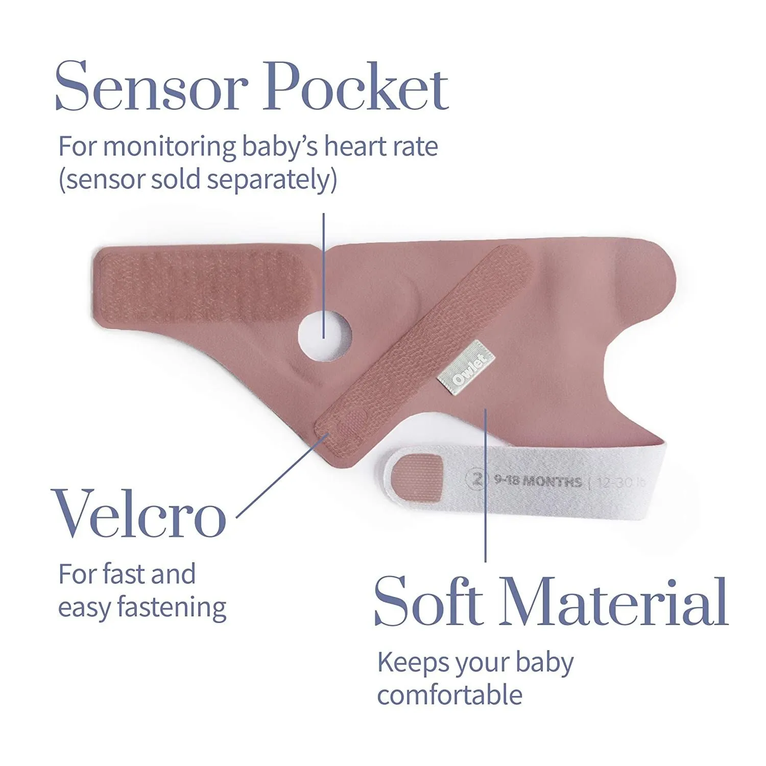 Owlet Smart Sock 3 Fabric Sock Set - Dusty Rose