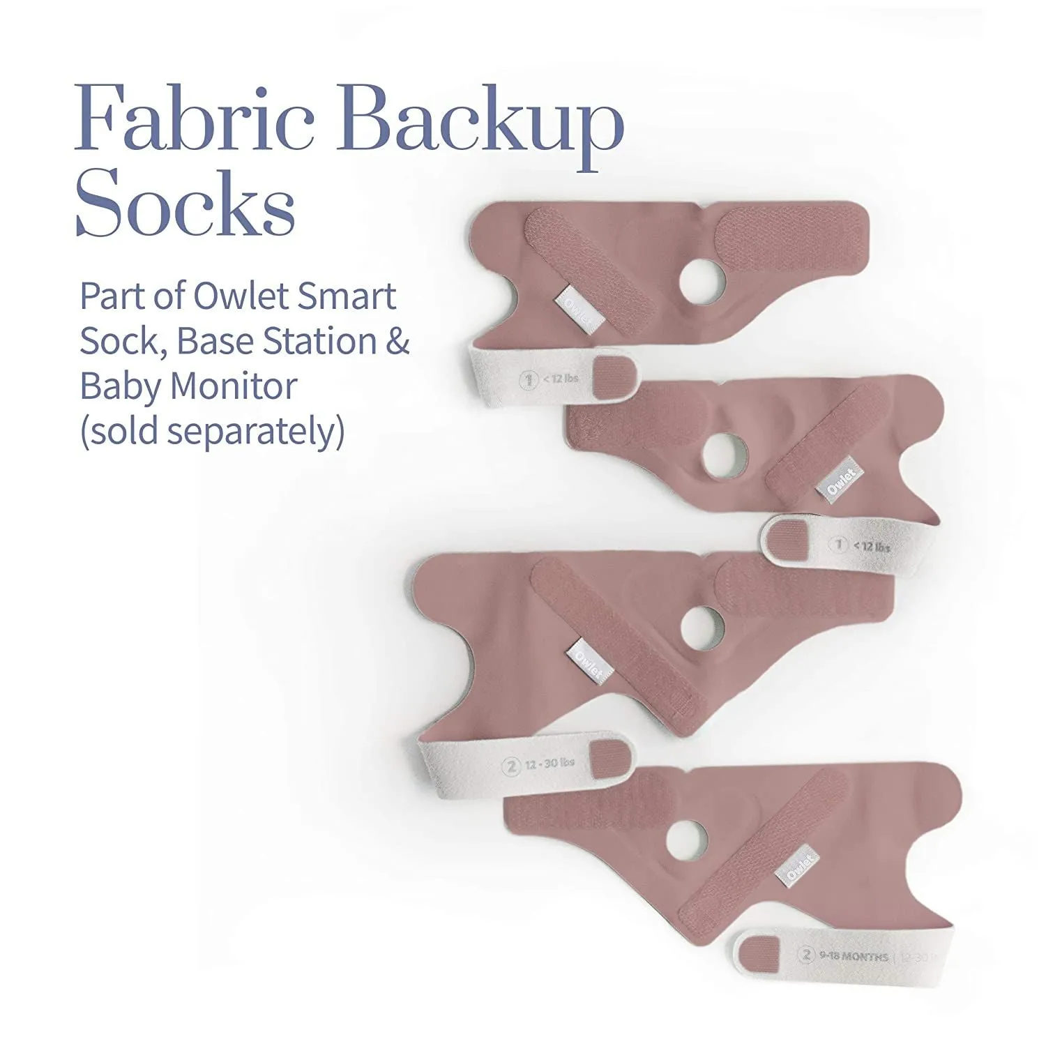 Owlet Smart Sock 3 Fabric Sock Set - Dusty Rose