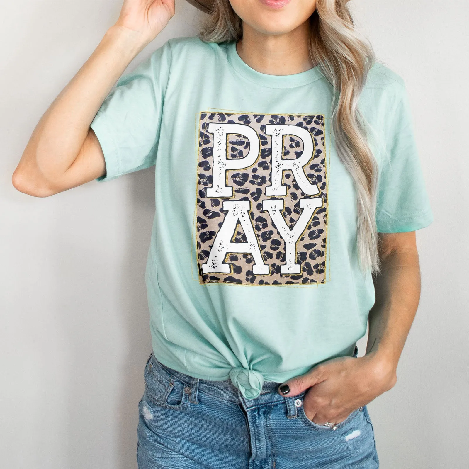 Pray Leopard Tee Shirts For Women - Christian Shirts for Women - Religious Tee Shirts