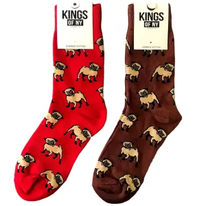 Pug Funny Dog Mens Cotton Socks 2 PACK