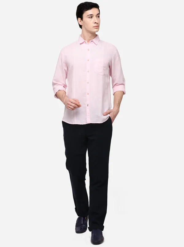 Rose Pink Solid Slim Fit Casual Shirt | JadeBlue