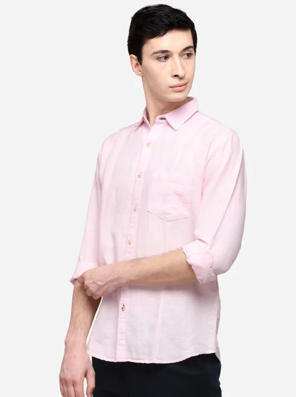 Rose Pink Solid Slim Fit Casual Shirt | JadeBlue