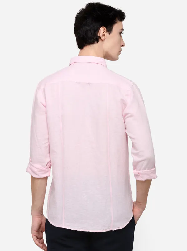 Rose Pink Solid Slim Fit Casual Shirt | JadeBlue