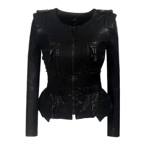 Ruffle Gothic Faux Leather PU Jacket