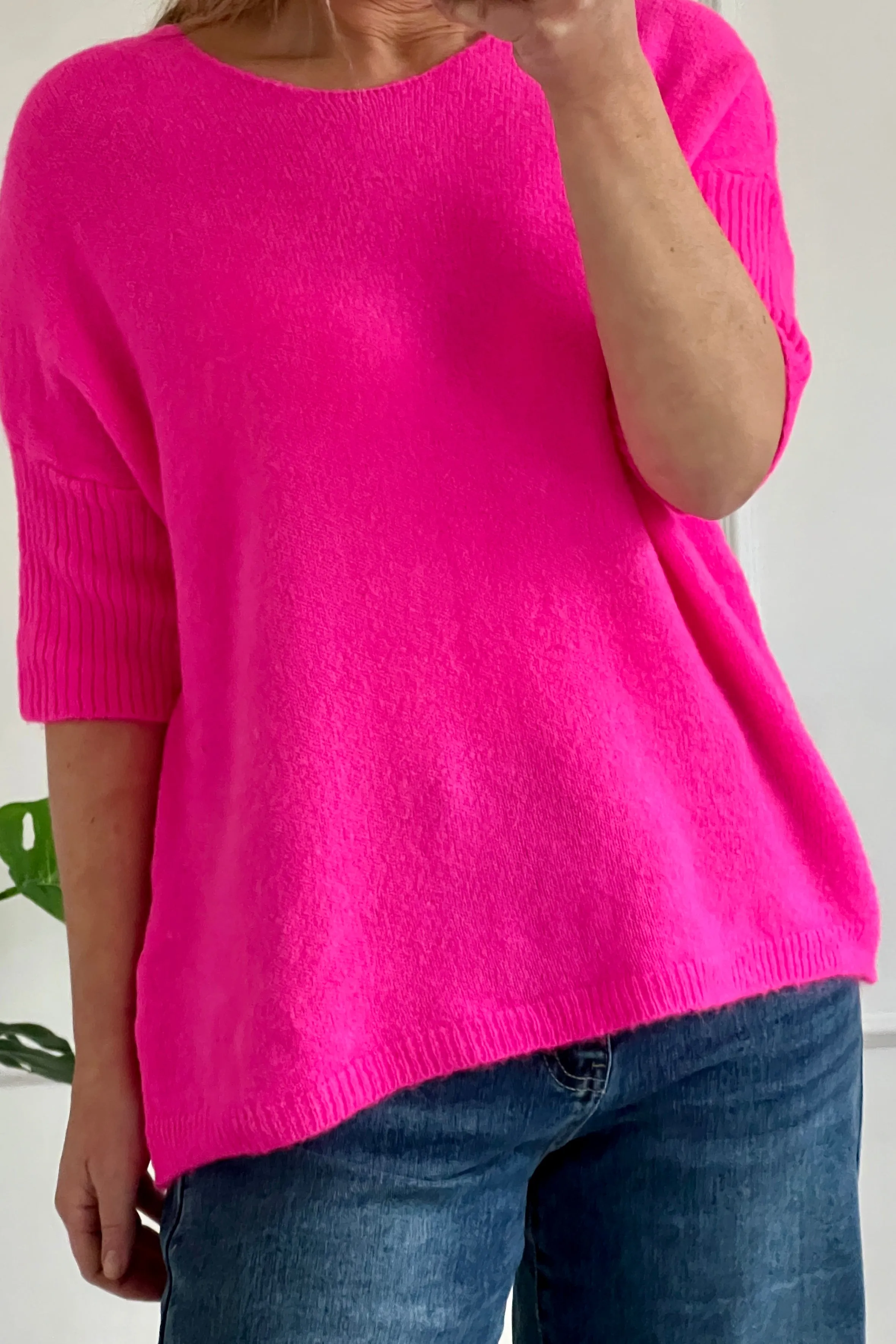 Scottie Alpaca Blend Crew Knit Jumper | Neon Pink