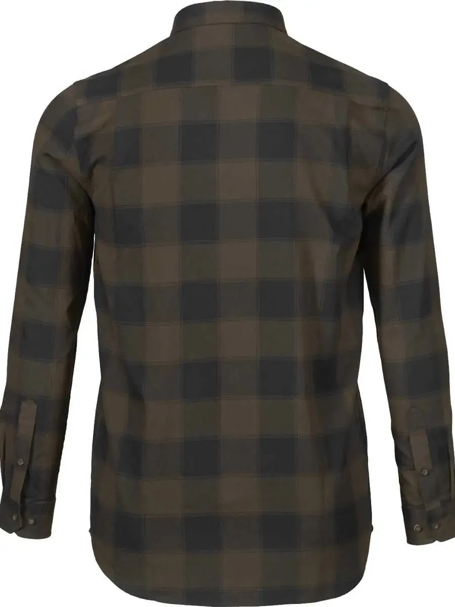 SEELAND Highseat Shirt - Mens 100% Cotton - Hunter Brown Check