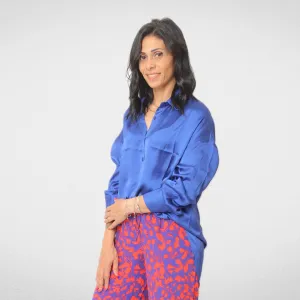 Shirt Satin - Women - Blue