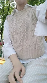 side cut loose sleeveless sweater knitted Vintage wool vest